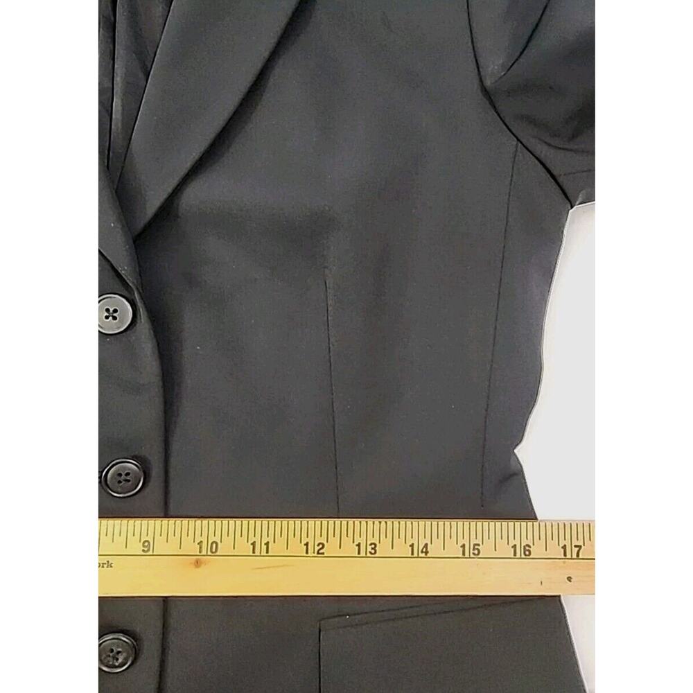 Tahari Women Blazer Jacket M 8 Black 3 Button Stretch Knotched Collar Lined - Picture 10 of 14